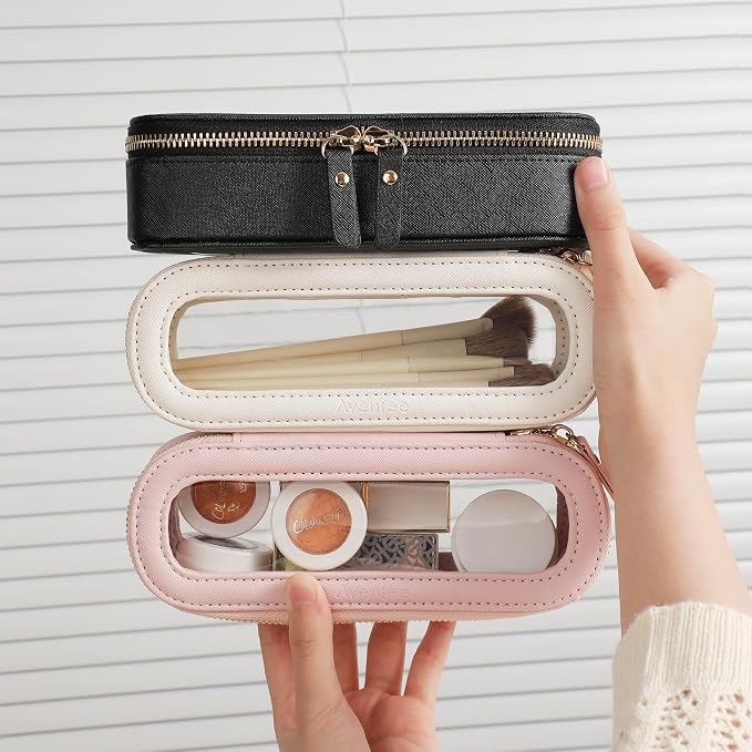 Aveniee Slim Clear Makeup Brush Bag, Small Cosmetic Brush Holder, Mini Toiletry - Image 3