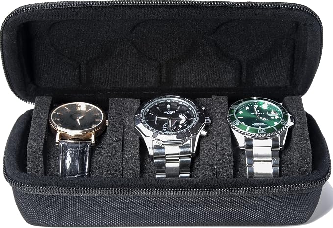 3 Slot Hard Watch Travel Case, Watch Roll Case Storage and Organizer - Image 7