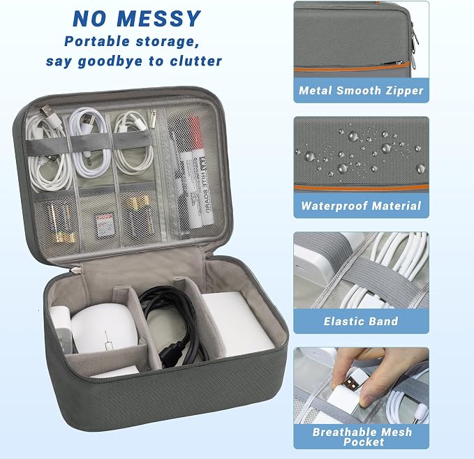 Electronics Organizer, Travel Cord Organizer Pouch, Portable Cable Organizer - Image 3