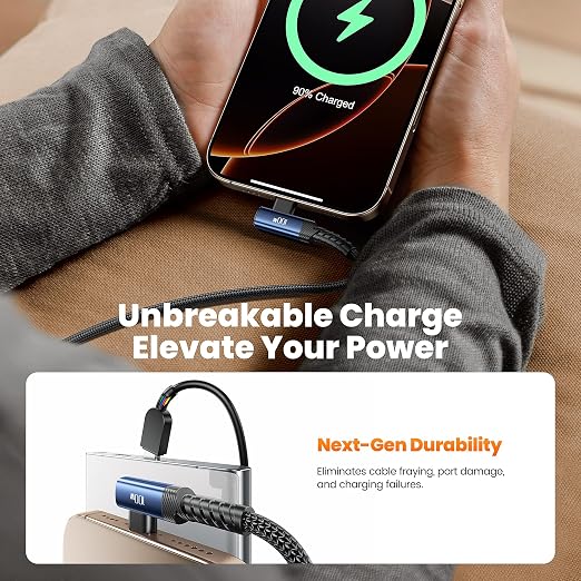 USB C Cable 100W Right Angle Fast Charging Cord, Nylon Braided USB 2.0 Cable - Image 4