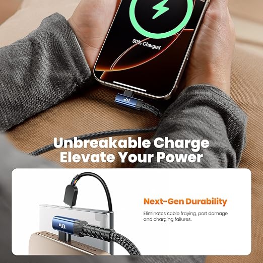USB C Cable 6.6ft 100W Right Angle Fast Charging Cord, Nylon Braided USB 2.0 - Image 4