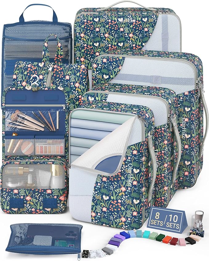8 Set Packing Cubes for Travel, Gifts for Women Mom, Anti-Tearing Suitcase by OlarHike