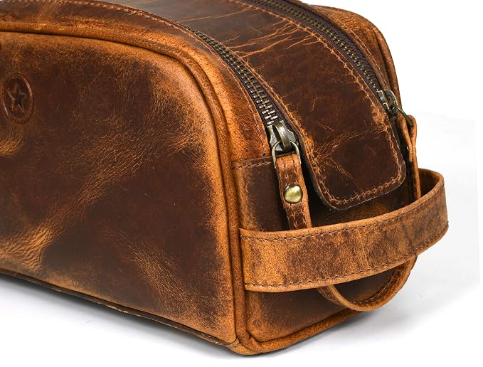 10" Premium Leather Toiletry Travel Pouch - Image 8
