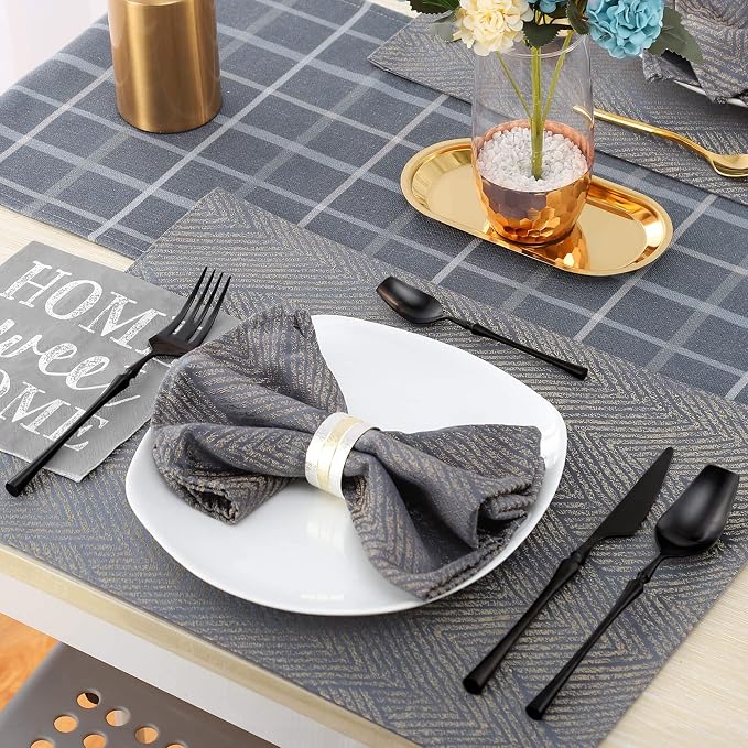 24-Piece Black Silverware Set for 6, Modern 18/10 Stainless Steel Flatware Set - Image 7