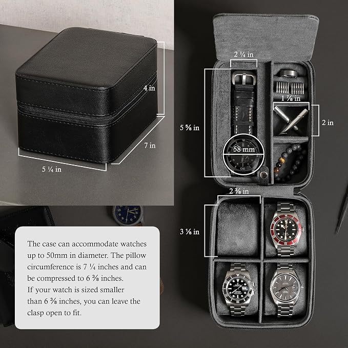 ROTHWELL 5 Watch Travel Case Storage Organizer - Image 4