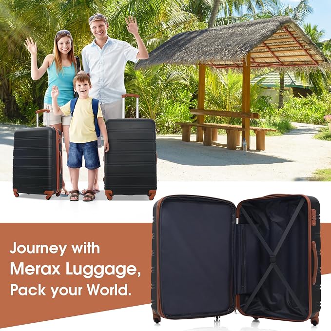 Merax Luggage sets of 3 Piece 20 28 IN Carry on Luggage Hard Case Black and - Image 5