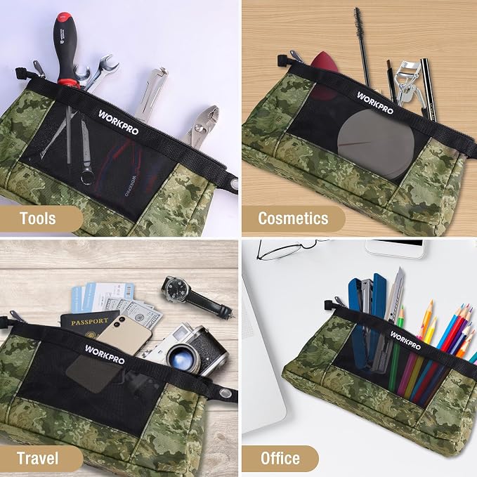 WORKPRO 12" Tool Pouches with Zipper, Heavy-Duty Small Tool Bag, Utility Small - Image 7