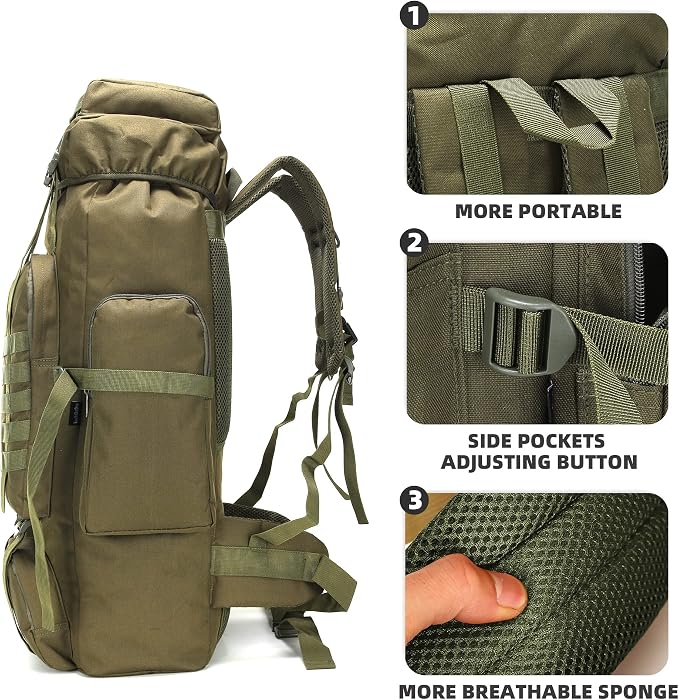 King'sGuard 70L Camping Hiking Backpack Tactical Backpack Military Molle - Image 3