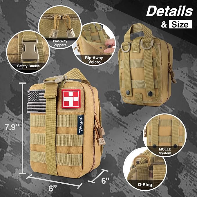 Survival First Aid Kit with Israeli Bandage, Chest Seal, Tactical Military - Image 5