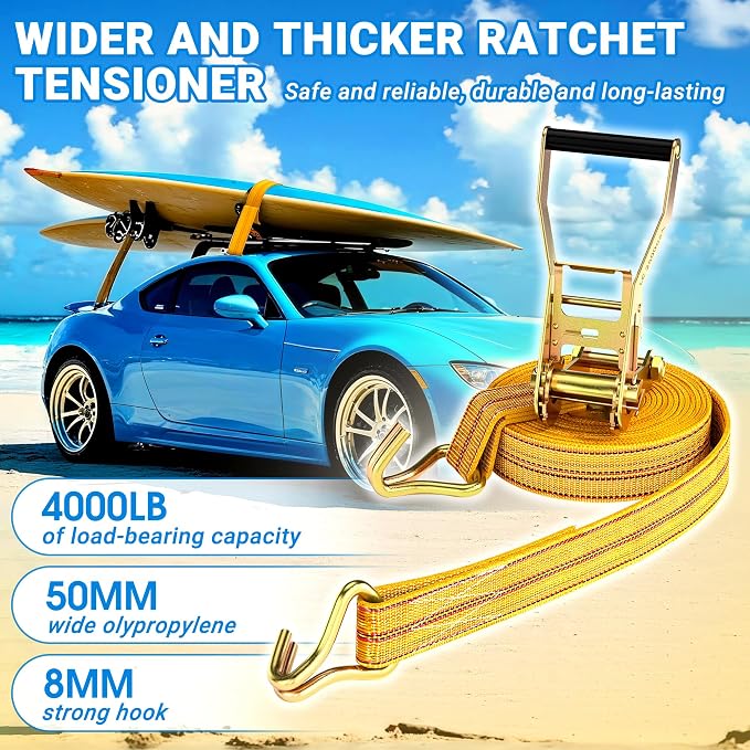 4Pack Heavy Duty Ratchet Straps, 2” 32Ft Ratchet Tie Down Strap, Tie Down - Image 5
