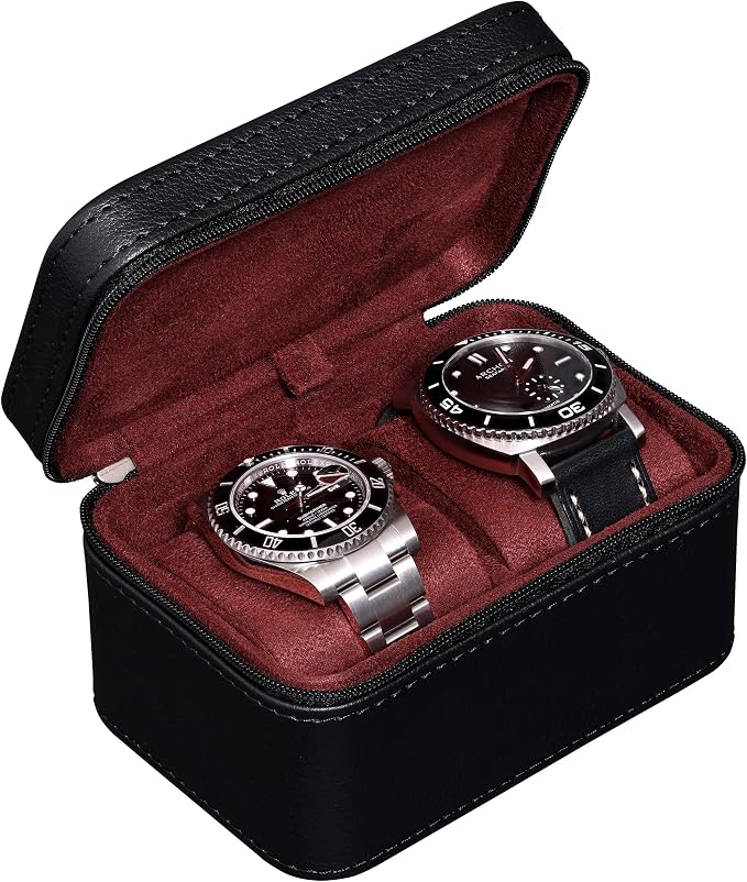 ROTHWELL 2 Watch Travel Case for Men | Compact PU Leather Protective Box by RothwellSanFrancisco