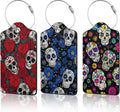 3 Pack PU Sugar Skull and Flowers Leahter Luggage Tag by Unknown