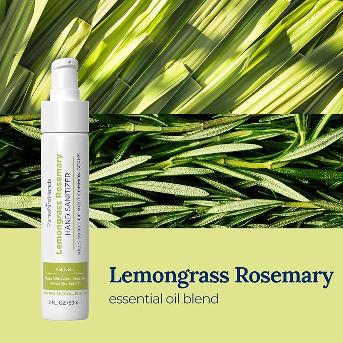 Lemongrass Rosemary Lotion Hand Sanitizer | Travel Size | Cleanse & Moisturize - Image 2