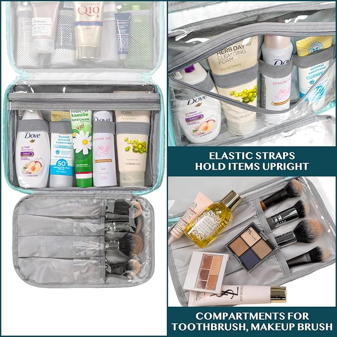 PAVILIA Hanging Toiletry Bag Women Men, Foldable Cosmetic Organizer Travel Bag - Image 5