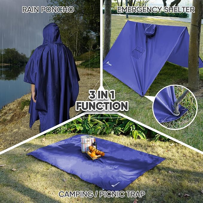 PTEROMY Hooded Rain Poncho for Adult - Image 2