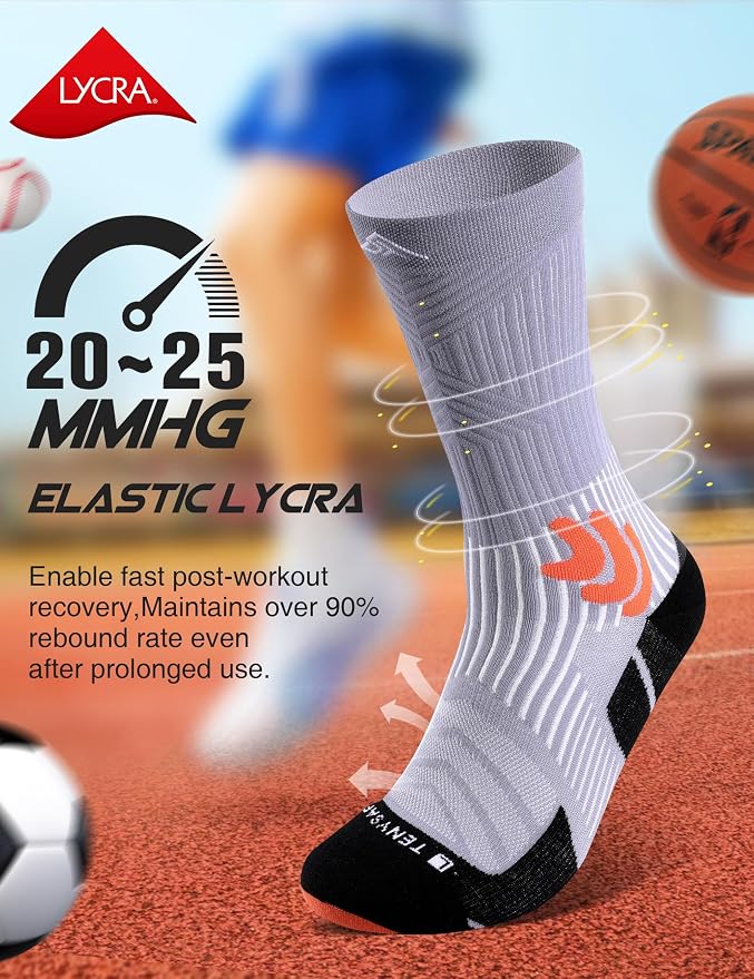 Men's Compression Running Socks: Coolmax Athletic Crew Socks Moisture Wicking - Image 3