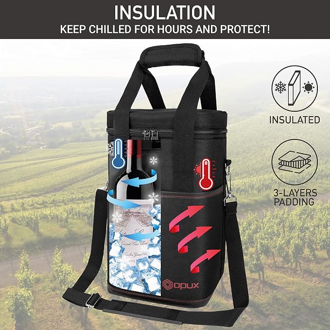 Opux 4 Bottle Insulated Wine Cooler Bag - Image 2