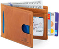 SERMAN BRANDS RFID Blocking Slim Bifold Genuine Leather Thin Minimalist Front by SERMANBRANDS