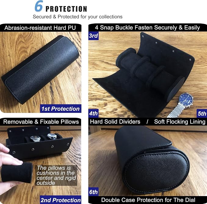 Longjet Watch Roll Travel Case for Men Portable Watches Organizer Box - Image 5