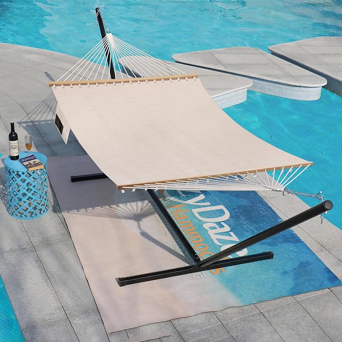 Lazy Daze Hammocks 11 FT Double Outside Hammock Quick Dry Olefin Fabric Hammock - Image 2