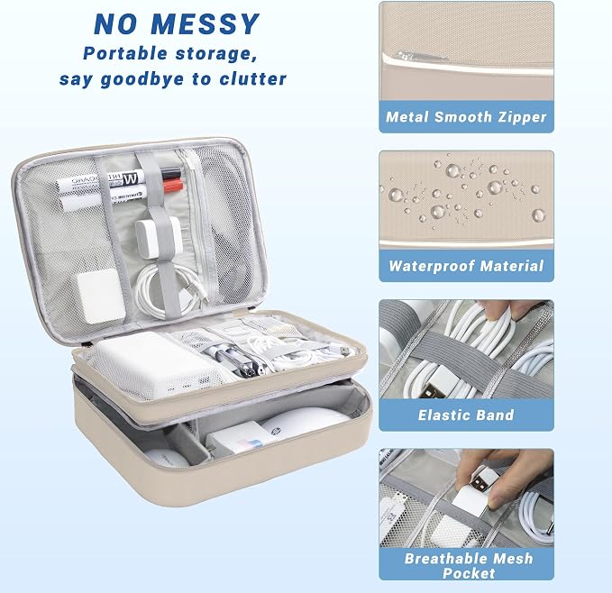 Electronics Organizer, Portable Cable Organizer Bags, Waterproof Electronic - Image 2