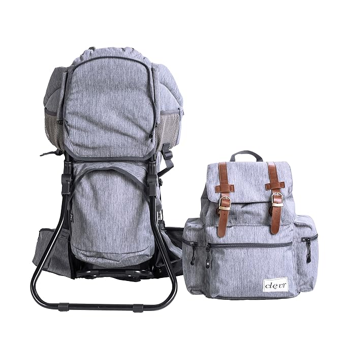 ClevrPlus Urban Explorer Child Carrier Hiking Baby Backpack, Heather Gray - Image 3