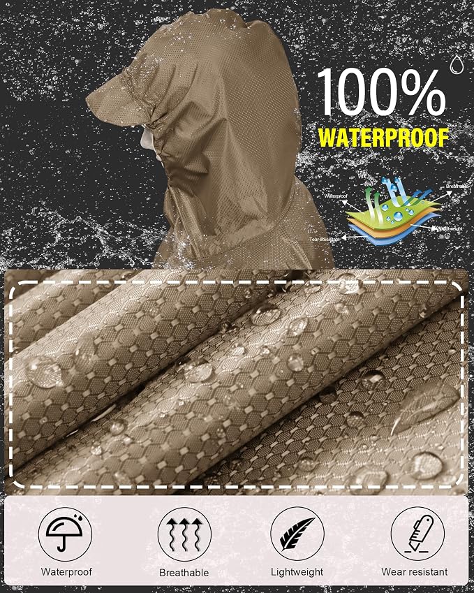 iCreek Hooded Rain Poncho with Pocket Waterproof Lightweight Unisex Raincoat - Image 2