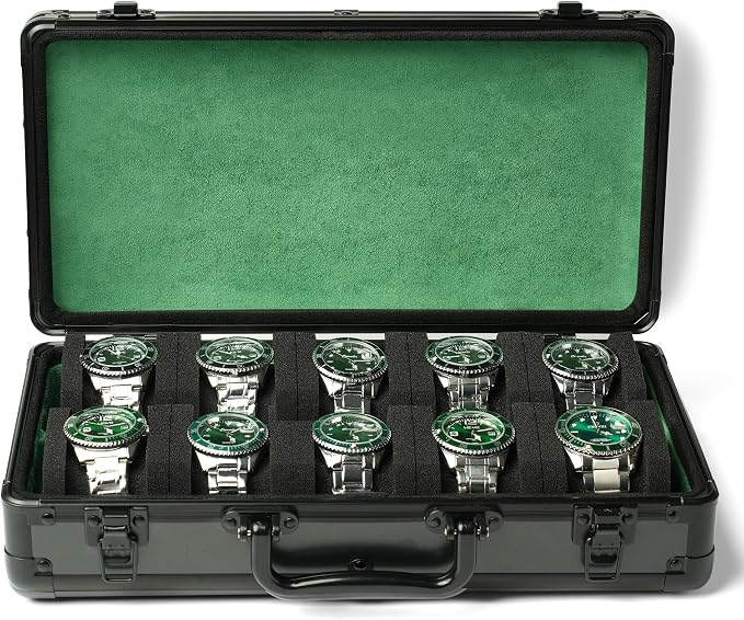 10 slots Watch organizer Case, Aluminum watch storage box, hard watch travel box - Image 2