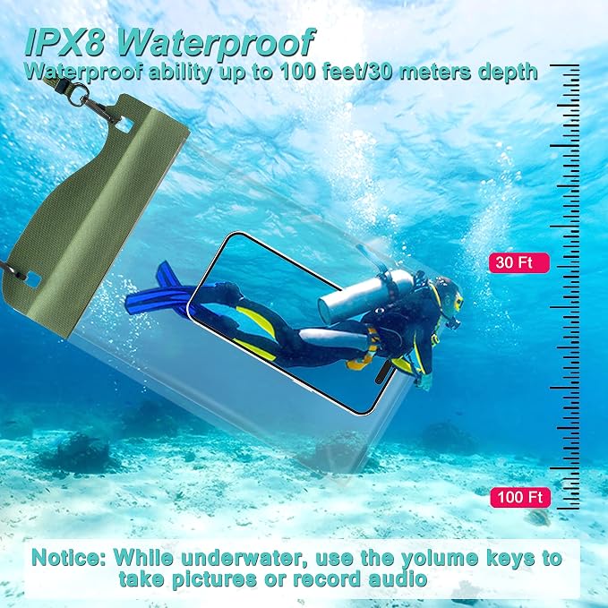 Large Watperproof Pouch 2 Pack, IPX8 Waterproof Cell Phone Case Dry Bag Pouch - Image 3
