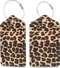 Set of 2 Luggage Tags Brown Leopard Texture Leather Suitcases Tag by MSEAANBK