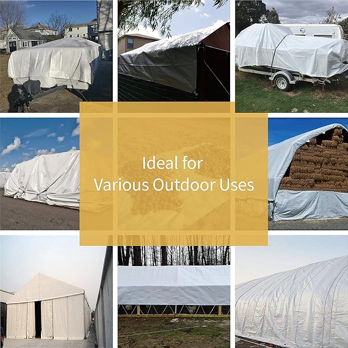 GUARD SHIELD Tarp White 9x9 Feet Multi Purpose Waterproof Poly Tarp Cover 5mil - Image 6