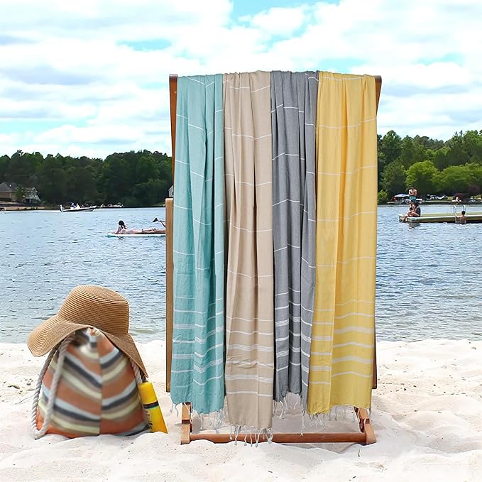 HILLFAIR Cotton Turkish Beach Towels, Quick Dry Lightweight Sand Free Peshtemal - Image 6