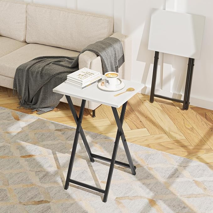 Foldable TV Trays, Small Folding Table, TV Trays Set of 2, TV Dinner Tray - Image 2