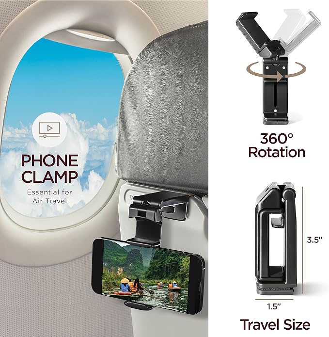 Airplane Neck Pillow Includes Travel Pillow + Airplane Phone Holder Mount + Eye - Image 7