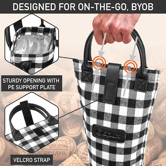 OPUX Wine Bag Single Bottle Carrier Tote, Insulated Travel Wine Cooler Bag - Image 4