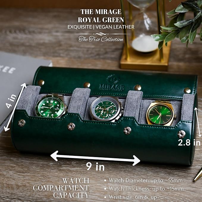 Watch Cases for Men – Travel Watch Roll Case – 3 Watch Travel Case Holder - Image 4