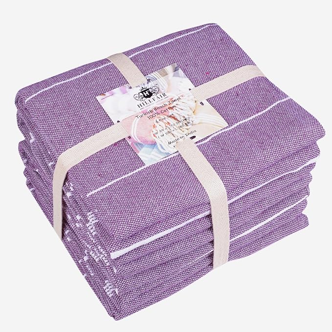 HILLFAIR Cotton Turkish Beach Towels, Quick Dry Lightweight Sand Free Peshtemal - Image 5