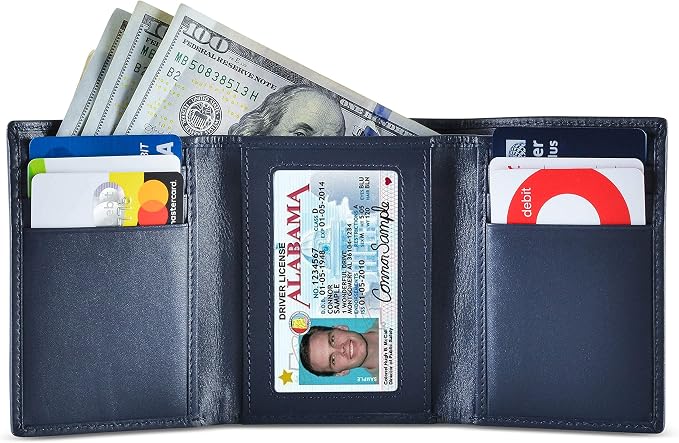 Leather Wallet for Men with RFID Blocking in Mountain Sky Blue - Image 2