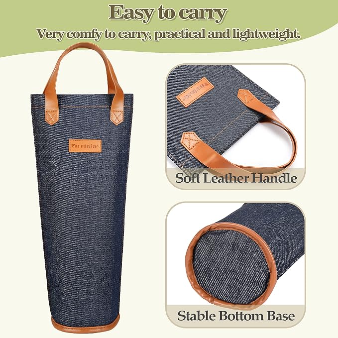 Tirrinia Single Wine Carrier Tote, Insulated Wine Cooler Bag - Image 4