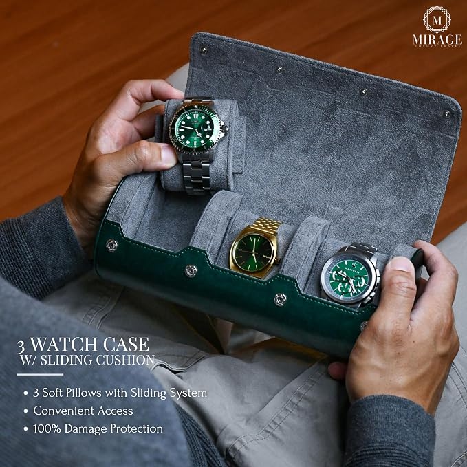 Watch Cases for Men – Travel Watch Roll Case – 3 Watch Travel Case Holder - Image 2