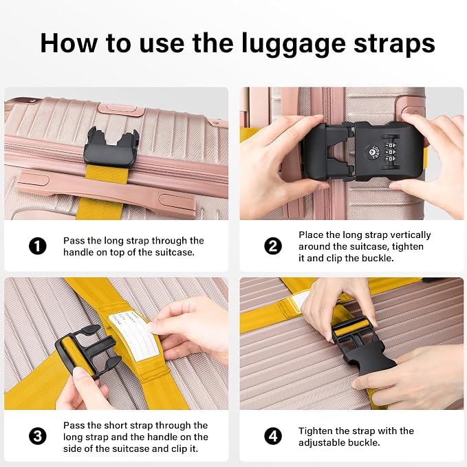 Luggage Straps, 2 Pack Adjustable Heavy Duty Cross Suitcase Straps - Image 7