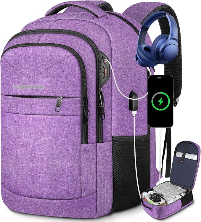 Lapsouno Extra Large Travel Backpack, Travel Laptop Backpack, TSA Friendly - Image 8