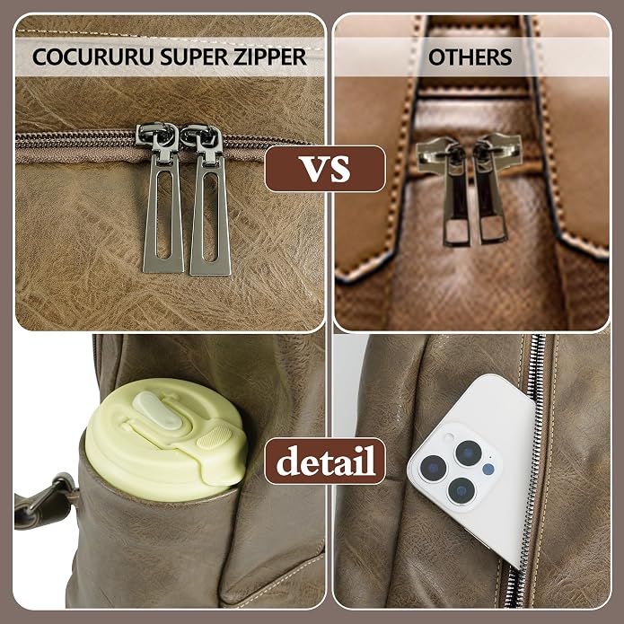 Women Backpack Purse PU Leather Anti-theft Casual Shoulder Bag Fashion Ladies - Image 6
