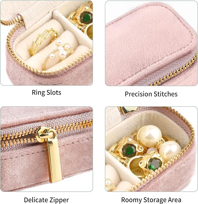 TAIMY Mini Jewelry Travel Case, Velvet Small Travel Jewelry Box, Portable - Image 5