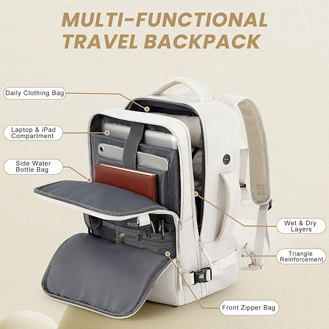 Travel Backpack for Women, Carry On Backpack Flight Approved, Personal Item - Image 4
