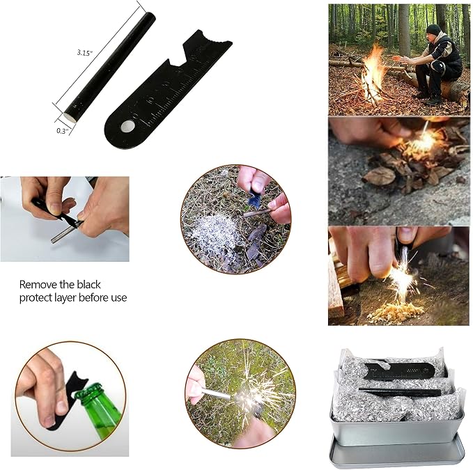 Survival Fire Starter Kit – Magnesium Shavings, Ferro Rod, Wax Rope, Emergency - Image 3