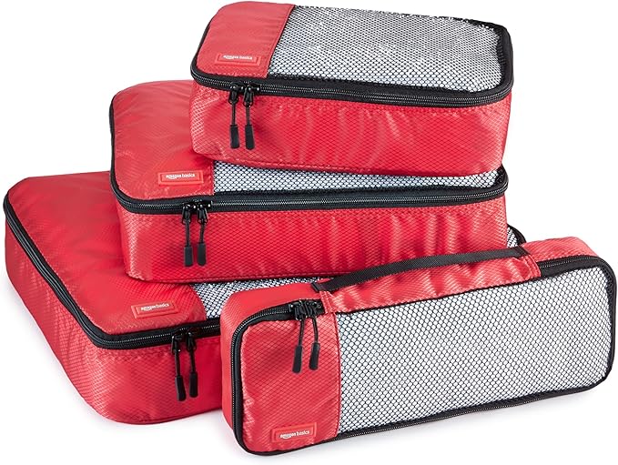 Amazon Basics Packing Cubes for Travel, Packing Organizers Set, 4-Piece-Set by AmazonBasics