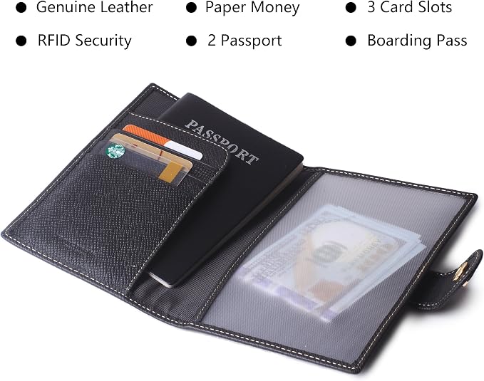 Genuine Leather Passport Case, RFID Passport Cover - Image 3
