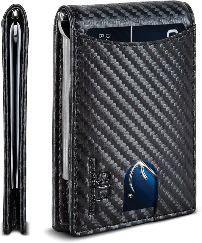 SERMAN BRANDS RFID Blocking Slim Bifold Genuine Leather Minimalist Front Pocket by SERMANBRANDS