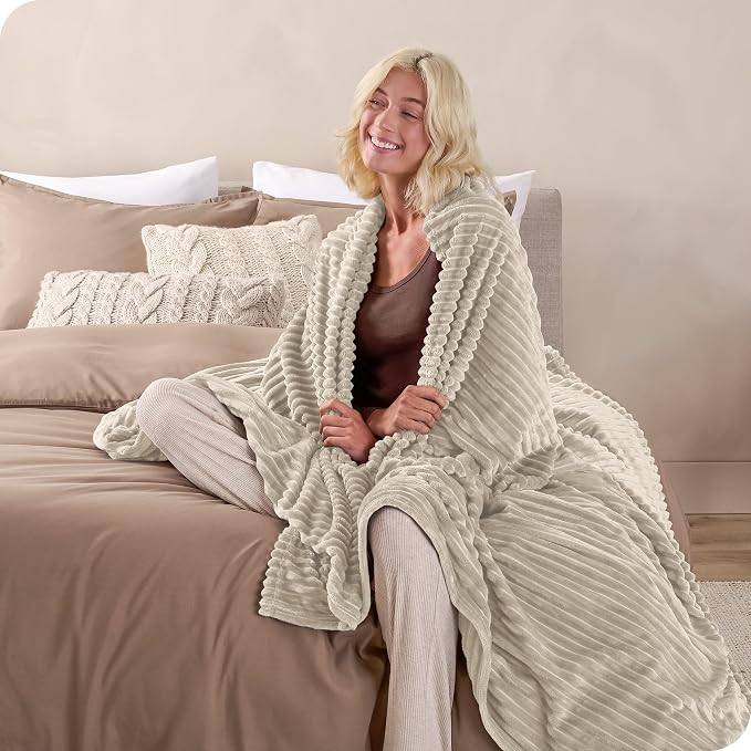 Bare Home Textured Fleece Blanket - Image 4